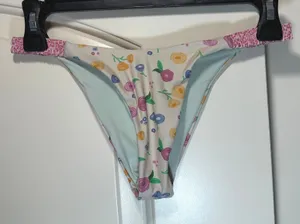 Blackbough Swim Bikini Bottoms Women Small Cream‎ Floral Smocked Side Cheeky thumbnail 1