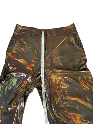 Sincerely Jules Metallic Bronze Lame Wide Leg High Rise Pants NWT M Iridescent thumbnail 11