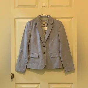 J Crew Women's Light Blue Linen Blend  Buttoned Blazer.   Size-2 thumbnail 2