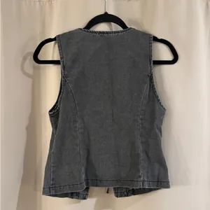 SHEIN Gray Denim Vest with ties thumbnail 2