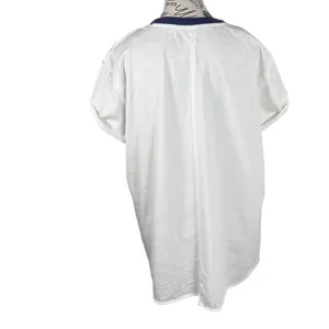 Free People Womens Top White Blue S Floral Boho Short Sleeve Relaxed Tunic thumbnail 3
