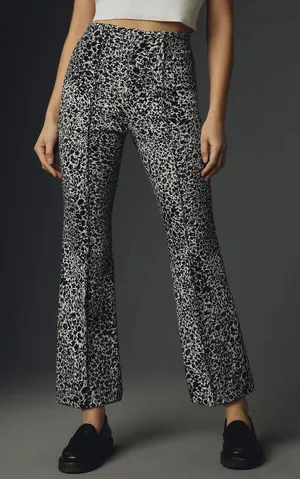 Maeve The Margot Kick Flare Cropped Pants Women’s X-Small Black White Floral thumbnail 1