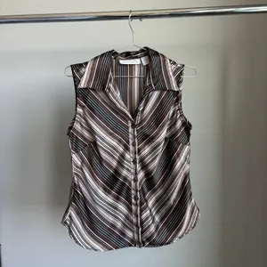 90s‎ Vintage Giorgio Fiorlini Collection Striped Satin Sleeveless Blouse Medium thumbnail 2