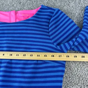 Lilly Pulitzer Alden Flutter Sleeve Shift Dress Womens M Blue Striped Resortwear thumbnail 7