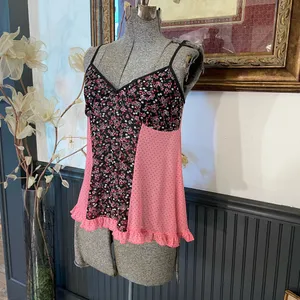 Vintage Y2K Lucky Brand Floral Polka Dot Mesh Babydoll Lingerie Cami Top M 💕🎀 thumbnail 8