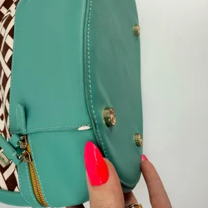 Spartina 449 Madison Stanley Bucket Bag Linen Liner Leather Teal Brown Geometric thumbnail 11