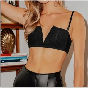 NEW Intimately Free People Sierra Bandeua Bralette Sheer Lace Boning Black Large thumbnail 1