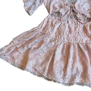 Free People Lala Dawn Rose Pink Lace Mini Dress Cutout Tie Front Size Large NWT thumbnail 7
