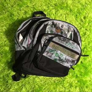 LIGHT BLUE AND BLACK DESIGNED L.L. BEAN BACKPACK thumbnail 1