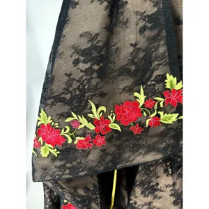 Sherri Hill 51252 Black Lace‎ Floral Embroidered High Low Gown Size 0 New! thumbnail 6