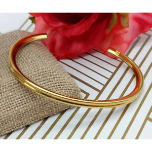 Gold Tone Signed Cuff Bracelet Well Made Engraved Follow Your Heart thumbnail 2