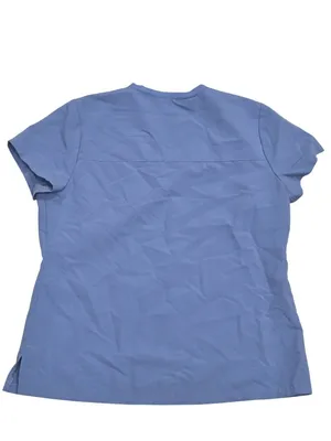 Jaanuu Womens Blue V-Neck Short Sleeve Scrub Top With Pocket Size L thumbnail 2
