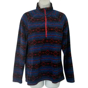 Eddie Bauer Blue Red Southwest Aztec 1/4 Zip Pullover Sweatshirt Fleece size M thumbnail 2