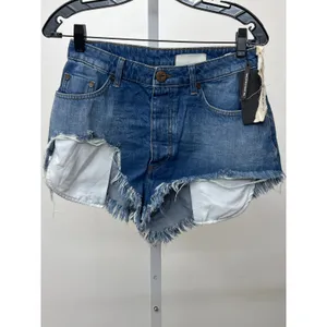 NWT One Teaspoon Sz 26 Mid Waist Rollers Cut Off Blue Denim Casual Jean Shorts thumbnail 3