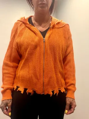 Trendy Threads Orange 3X Women's 100% Acrylic Zip Up Sweater thumbnail 1