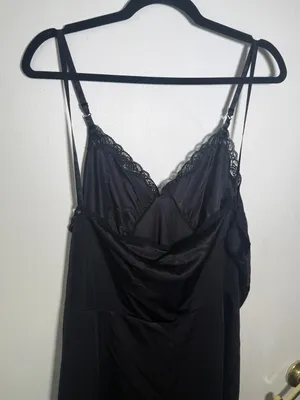 Vintage Mel-Lin Size 48 Black Lace-Trim Slip Dress for Women - Classic Intimates thumbnail 6