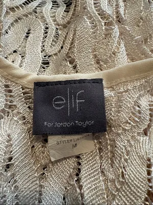 Elif for Jordan Taylor Medium VINTAGE Cream Crochet Lace Sleeveless Tunic thumbnail 3