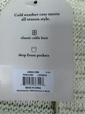 Jack & Missy Aspen Cardigan Womens M Ivory Cable Knit Open Front Pockets NWT Size M thumbnail 6