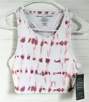 Threads 4 Thought Kady Pink Stripe Washed RacerBack Cropped Tank Size XS thumbnail 1