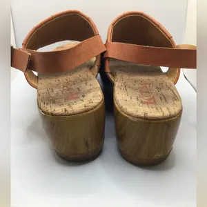Rare Cute Korks by Kork Ease Tan Leather Wedge Sandals Women's Size US8 thumbnail 4