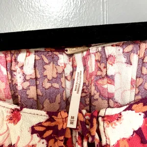 Free People Red Fruit Punch Sweet Memories Smocked Waist Boho Blouse M thumbnail 3