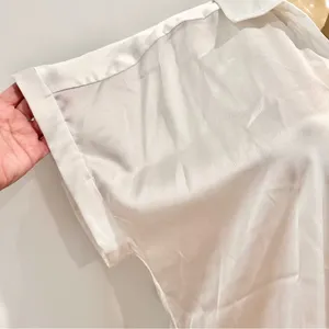 Entro White Satin Blouse Sz M Button Front Shirt Short Sleeves thumbnail 4