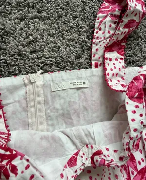 Zara White Midi Dress with Pink Floral Print thumbnail 7