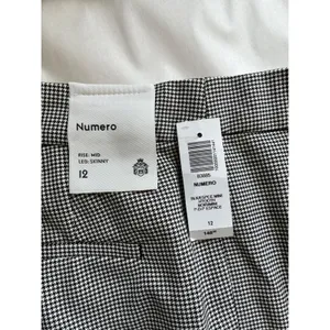 NWT Babaton Atelier Numero Pants Womens 12 Black White Mini Houndstooth Mid Rise thumbnail 5
