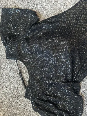 Astr Black Sequin Puff-Sleeve Mini Dress thumbnail 3