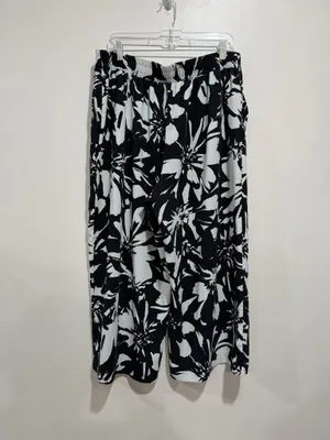 Nine West Black White Floral Wide Leg Crop Pants Size XL thumbnail 7