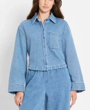 Future Collective NWT blue oversized cropped button down small thumbnail 1