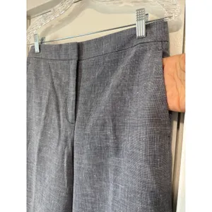 Ann Taylor Blue White Crosshatch Wide Leg Crop Pants High Rise Trousers Size 6 thumbnail 3