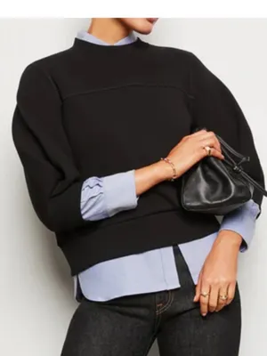 G Label by Goop Cutler Puff Sleeve Sweatshirt in Black thumbnail 1