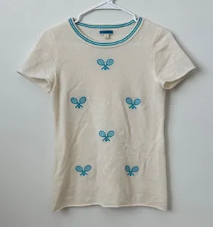 J.Crew 100% Cashmere Embroidered Tennis Top Size: S thumbnail 1