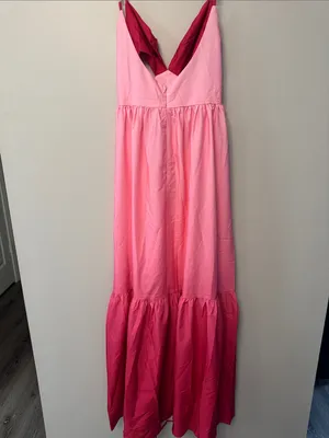Pink Ombre Maxi Dress with Deep V Bodice thumbnail 3