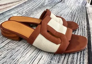 Franco Sarto Brown & Cream Slip-On Sandals thumbnail 1