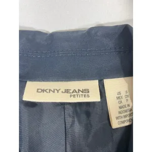 DKNY Jeans Asymmetrical Zip Jacket‎ Women Petite S Navy Moto Crop Biker Modern thumbnail 4