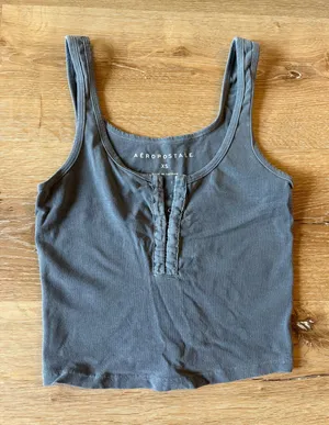 Dusty Blue Henley Tank Top thumbnail 1