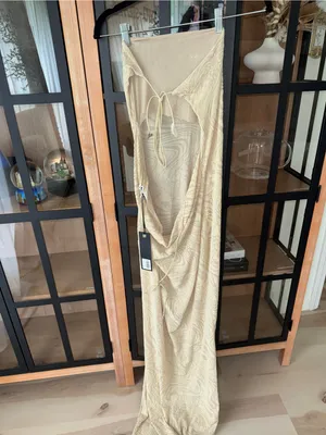 I.AM.GIA Naphtalia Dress maxi low open back cowl neck sexy mesh halter thumbnail 6
