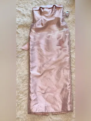 NEW Alfred Sung Eliza Bow Back Strapless Ballet Pink Satin Column Gown SZ 10 thumbnail 4