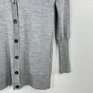 J.Crew 100% Merino Wool V-Neck Long Cardigan Sweater Women Small Gray ‎ Pocket thumbnail 6
