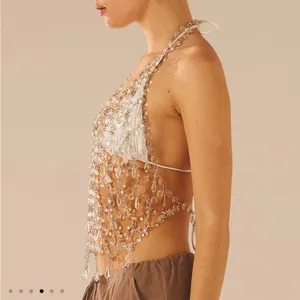 Peppermayo Crystal Embellished Crop Top - Silver and White thumbnail 7