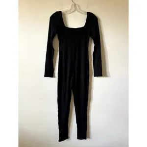 Oh Polly Delanie Square Neck Long Sleeve Jumpsuit in Black size 4 thumbnail 8