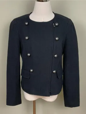 Regencycore Military Blazer Black Asymmetrical Zip Costume Jacket Sz 6 Talbots thumbnail 1