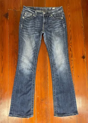 Miss Me Signature Boot Jeans 30 Fleur De Lis Embroidered Bootcut Denim thumbnail 1