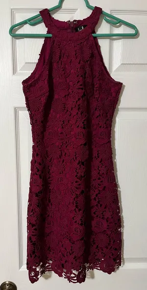 Lulus Halter Dress Burgundy Mini thumbnail 1