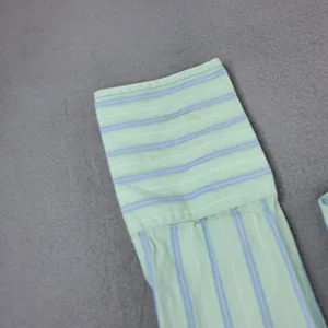 Abercrombie & Fitch Button Down Shirt Womens M Green Striped Stretch Poplin‎ Top thumbnail 3