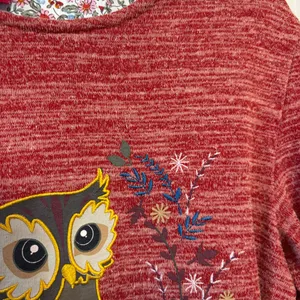 Joe Browns Women’s Shirt Tunic Owl‎ Embroidery Floral Cotton Blend Orange Size 8 thumbnail 3