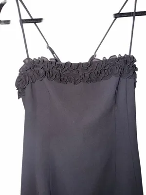 Nine West Black Spaghetti-Strap Midi Dress with Lace Trim thumbnail 3