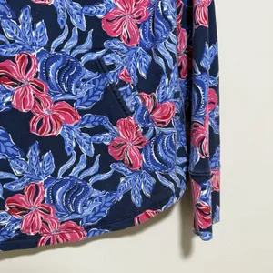 Lilly Pulitzer UPF 50+ Skipper Popover in Low Tide Navy‎ Its Ofishell Blue Pink thumbnail 4